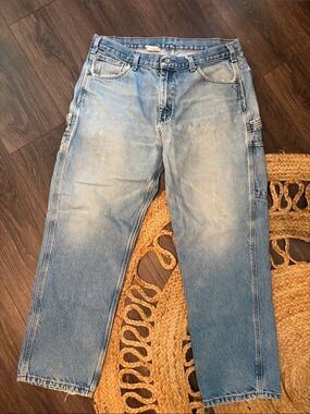 Mens Carhartt 38x30 Relaxed Fit Blue Denim Carpenter Jeans B171DST Vtg Y2K